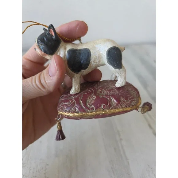 Paper mache bulldog terrier Boston dog puppy ornament pillow Xmas tree - Picture 4 of 9